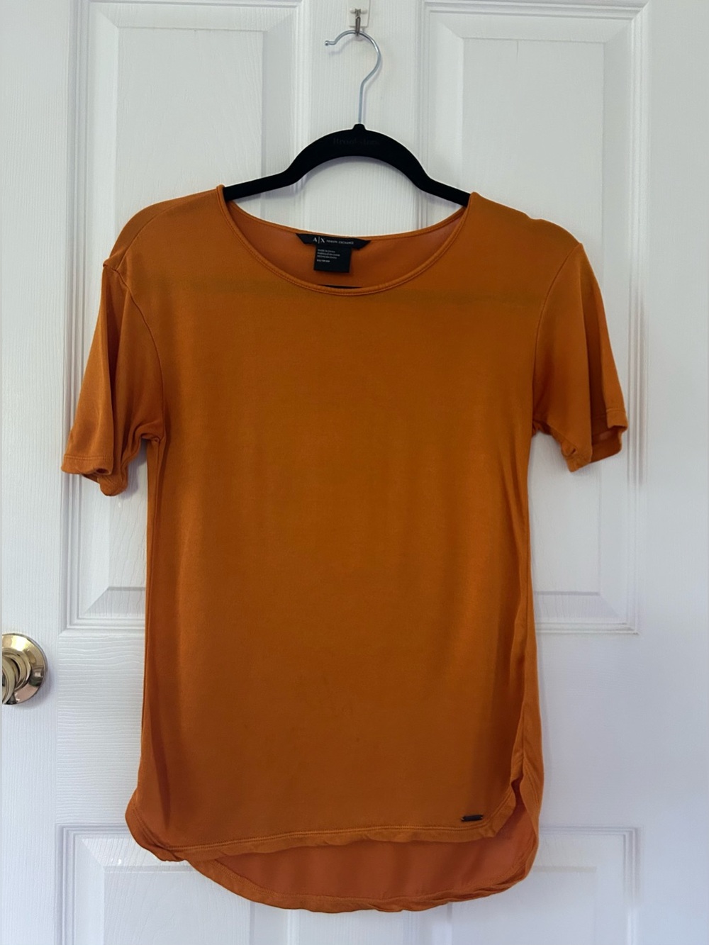 Armani Exchange A|X Mustard Lyocell Blend Short Sleeve Top XS - Picture 9 of 9